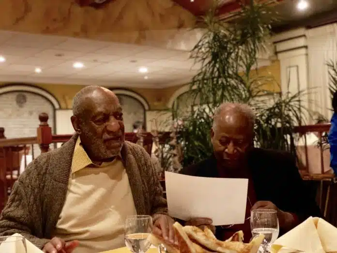 Bill Cosby out to dinner with his childhood friends in Philadelphia. (YC.NEWS/NIK HATZIEFSTATHIOU)