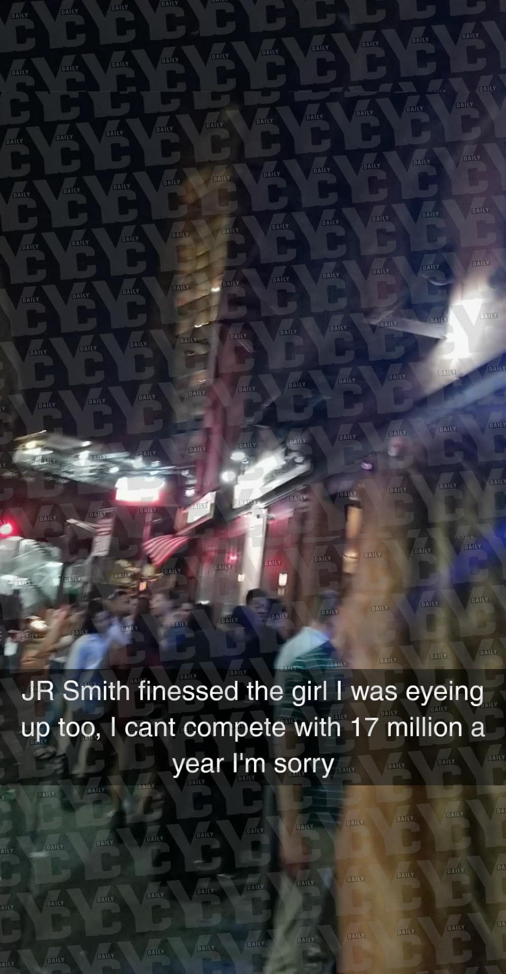 Massimo Cusumano snapped a pic, excited to see Cleveland Cavalier JR Smith! The NBA star is accused of snatching college student's phone and throwing it into a construction site ... over a Snapchat. (PHOTO: YC/TMZ/SNAPCHAT)