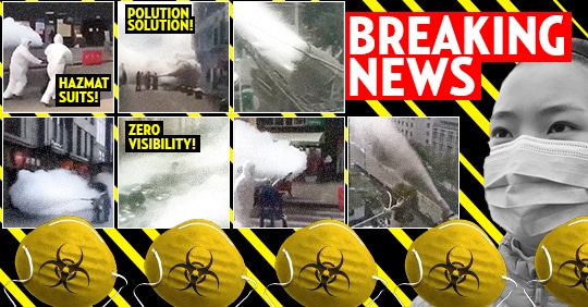 Chinese government in hazmat suits spray down entire country