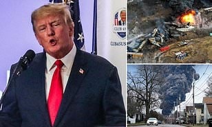 Trump heads to East Palestine before ANY senior White House official to donate water and supplies: Ex-President will visit toxic train derailment site amid fury over Biden administration’s lack of response